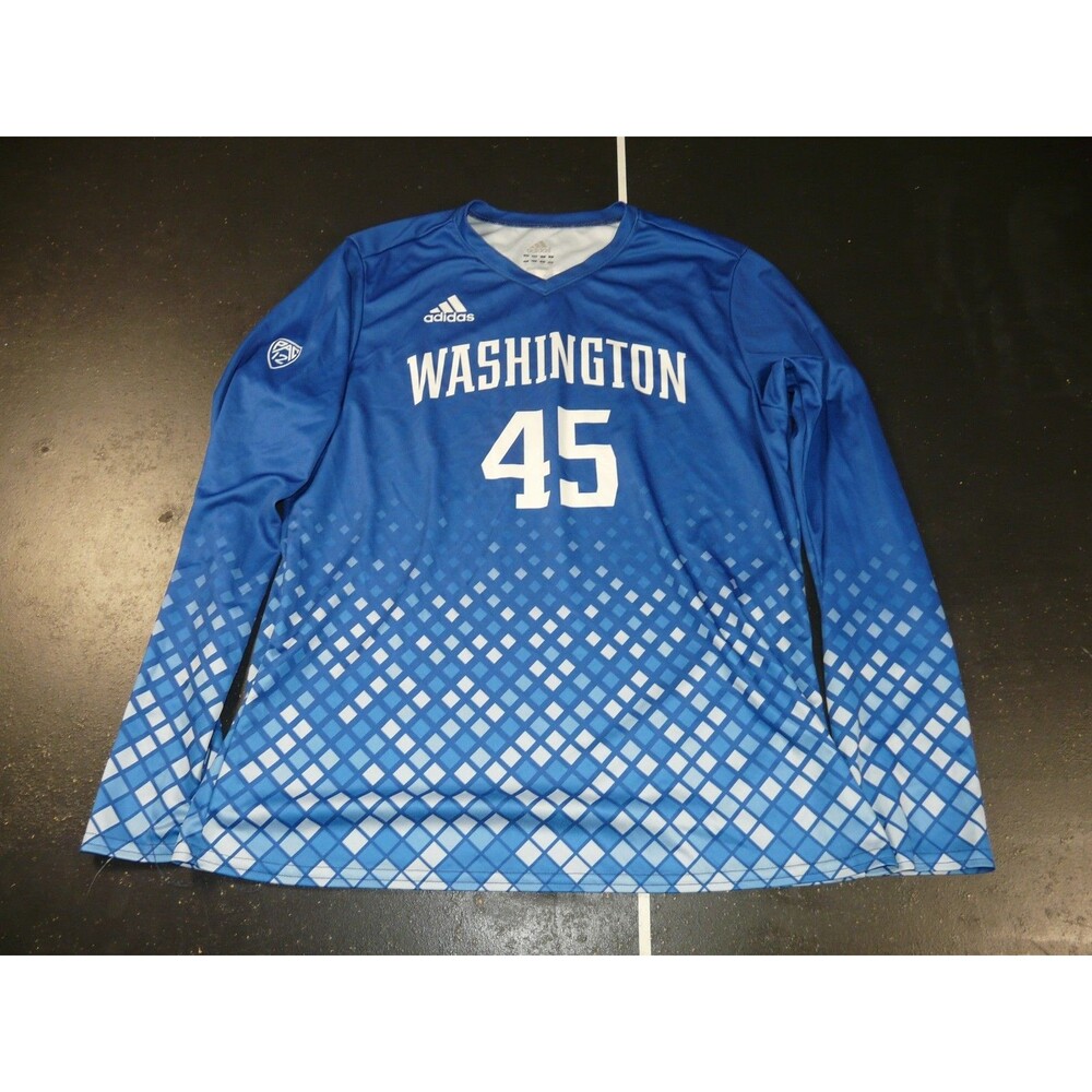 UW Washington Huskies PAC 12 Adidas Blue Long Sleeve Soccer Jersey #45 Women's L